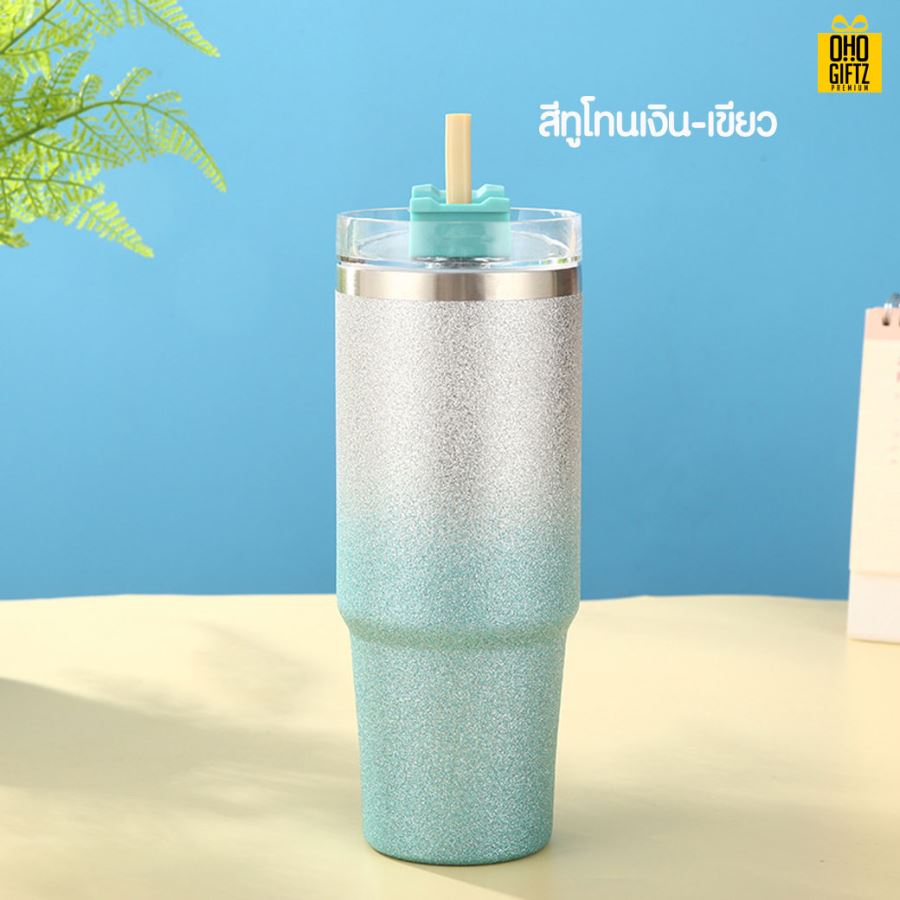 แก้วกากเพชรเก็บความเย็น สกรีนโลโก้  ทำเป็นของพรีเมี่ยมได้