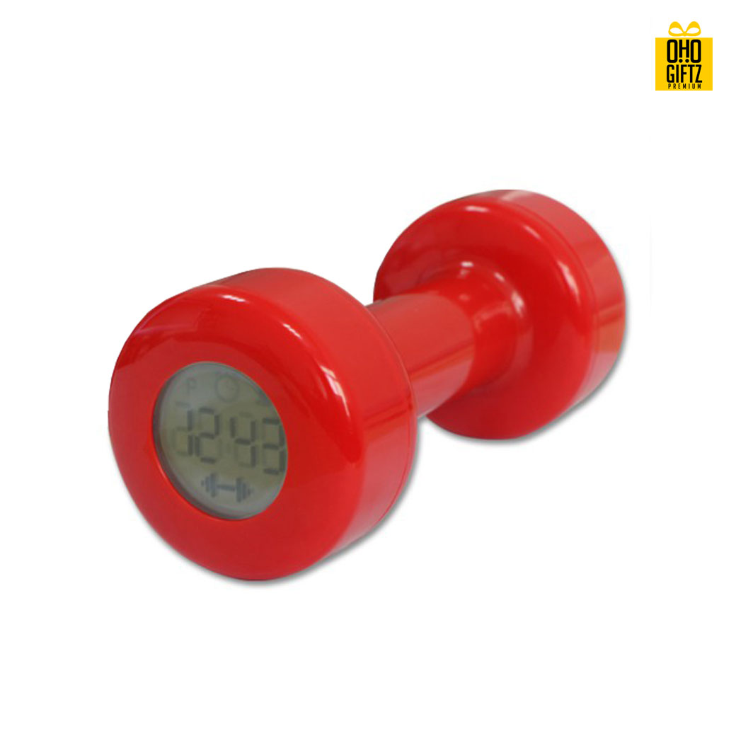 นาฬิกาปลุก ดีไซน์ดัมเบล สกรีนโลโก้ ทำเป็นของพรีเมี่ยมได้