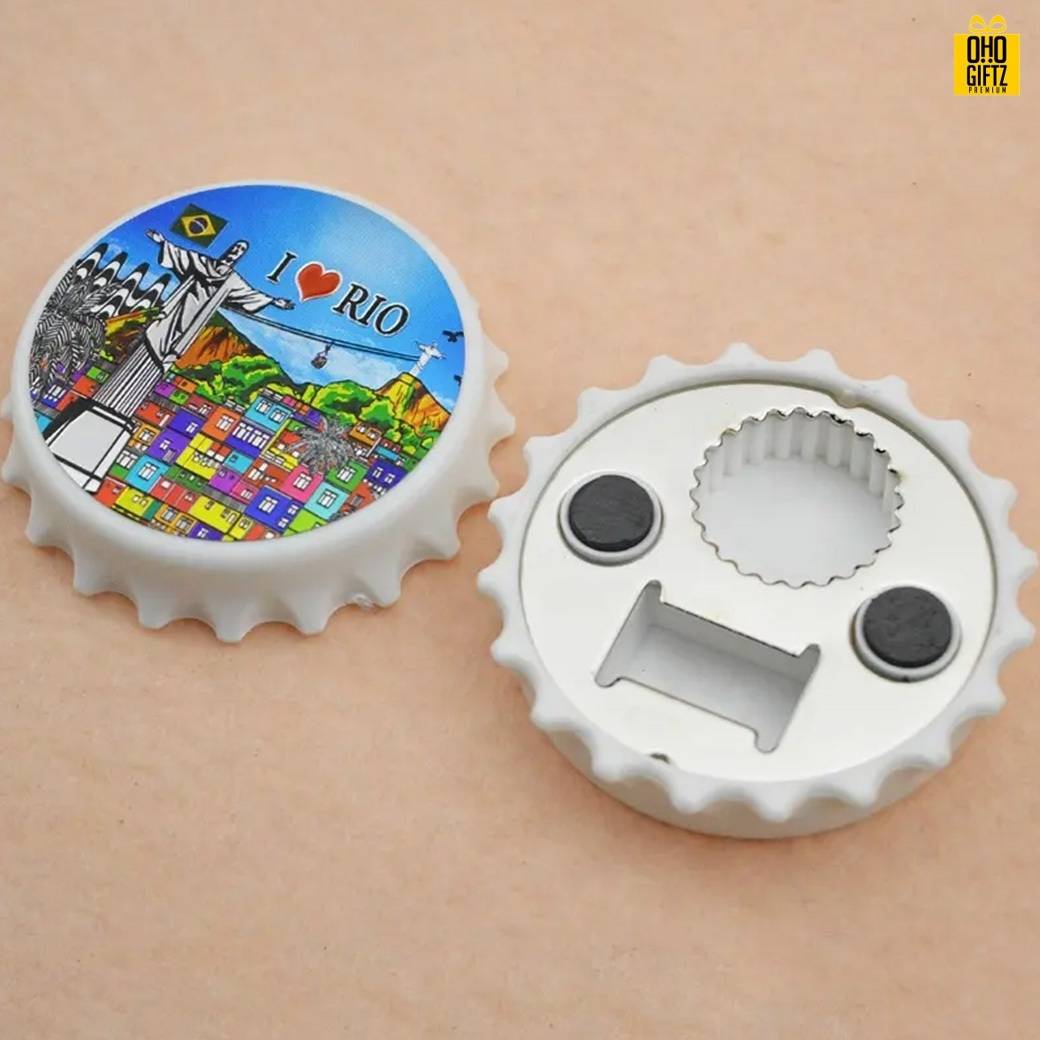 ที่เปิดขวดทรงฝาเบียร์ สกรีนโลโก้ ทำเป็นของพรีเมี่ยม ของที่ระลึก ของชำร่วย