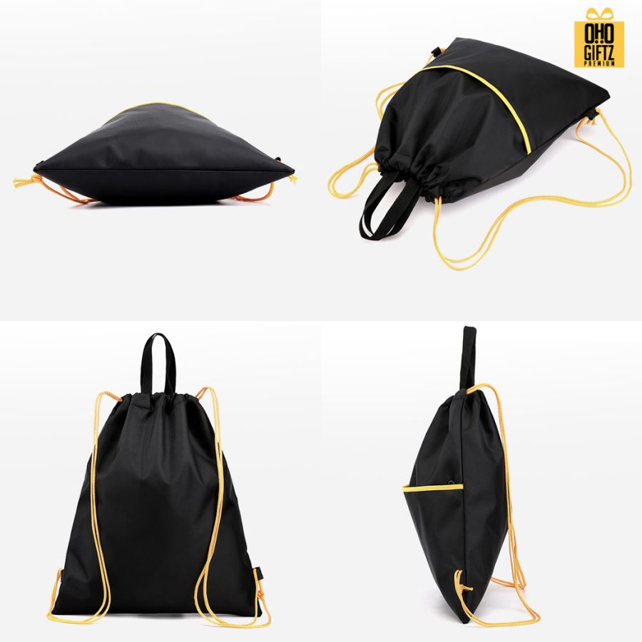 กระเป๋าสะพายหลัง มีเชือกรูด ผ้า OxFord สกรีนโลโก้ ทำเป็นของพรีเมี่ยมได้