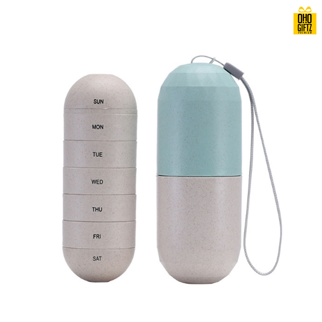 กล่องตลับใส่ยาทรงแคปซูล สกรีนโลโก้ ทำเป็นของพรีเมี่ยม ของชำร่วยได้