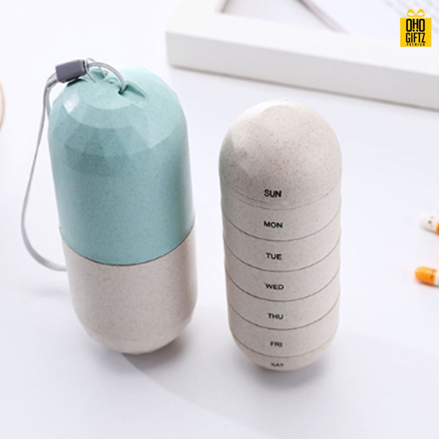 กล่องตลับใส่ยาทรงแคปซูล สกรีนโลโก้ ทำเป็นของพรีเมี่ยม ของชำร่วยได้