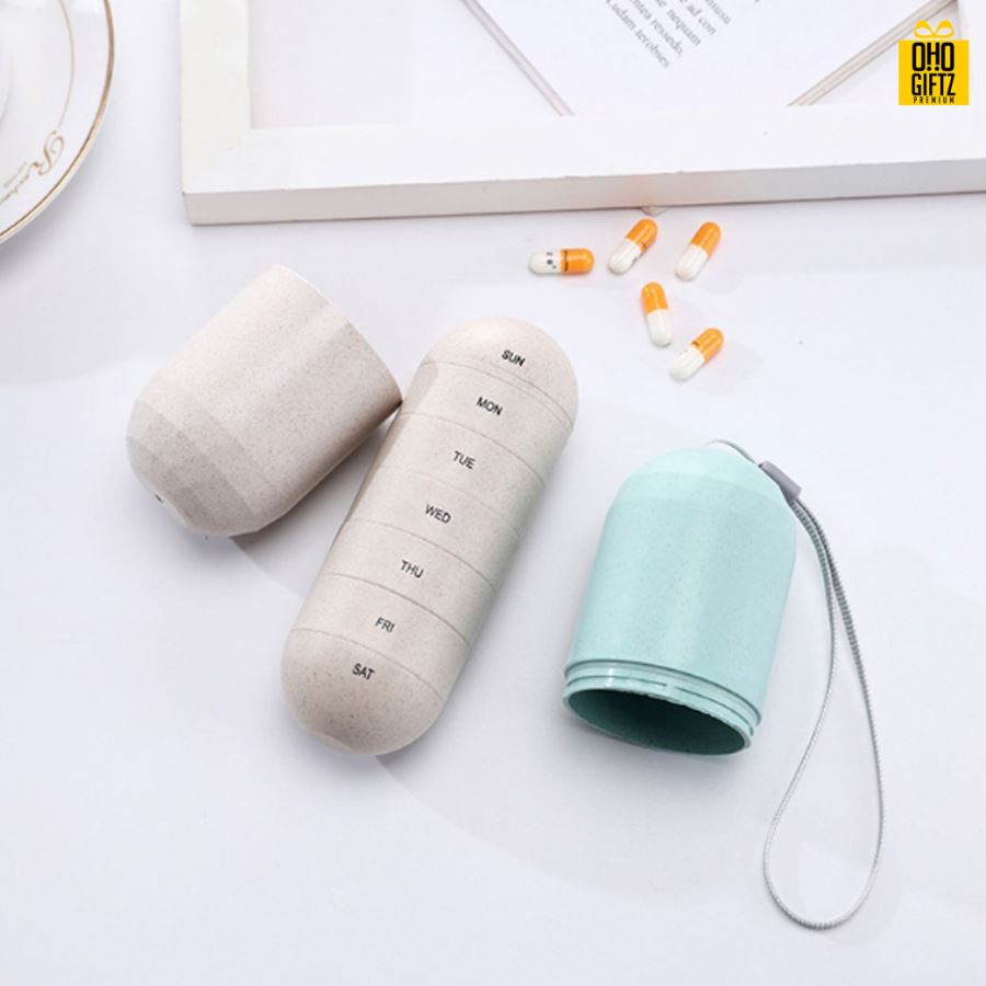 กล่องตลับใส่ยาทรงแคปซูล สกรีนโลโก้ ทำเป็นของพรีเมี่ยม ของชำร่วยได้