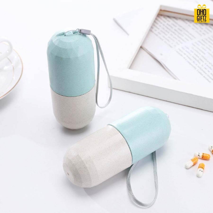 กล่องตลับใส่ยาทรงแคปซูล สกรีนโลโก้ ทำเป็นของพรีเมี่ยม ของชำร่วยได้