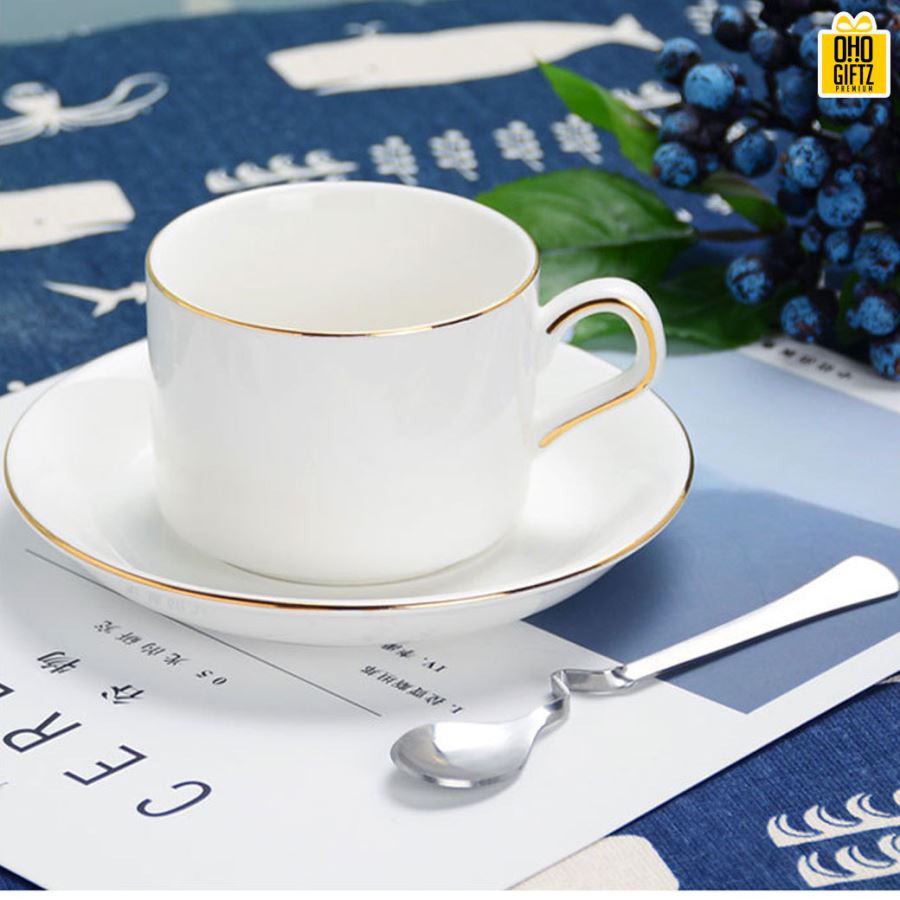 ชุดแก้วกาแฟเซรามิก สกรีนโลโก้ ทำเป็นของพรีเมี่ยม ของชำร่วยได้