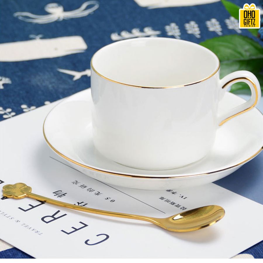 ชุดแก้วกาแฟเซรามิก สกรีนโลโก้ ทำเป็นของพรีเมี่ยม ของชำร่วยได้