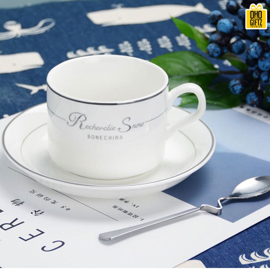 ชุดแก้วกาแฟเซรามิก สกรีนโลโก้ ทำเป็นของพรีเมี่ยม ของชำร่วยได้