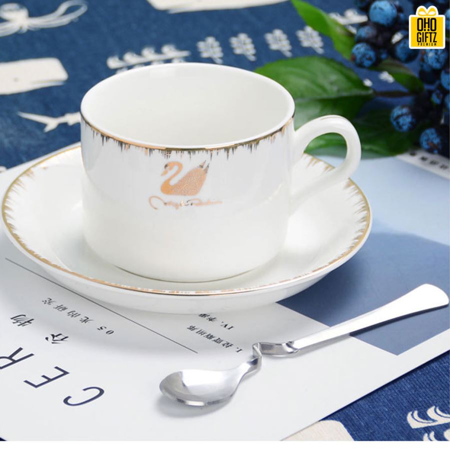 ชุดแก้วกาแฟเซรามิก สกรีนโลโก้ ทำเป็นของพรีเมี่ยม ของชำร่วยได้