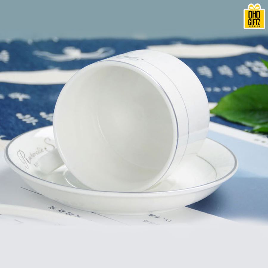 ชุดแก้วกาแฟเซรามิก สกรีนโลโก้ ทำเป็นของพรีเมี่ยม ของชำร่วยได้