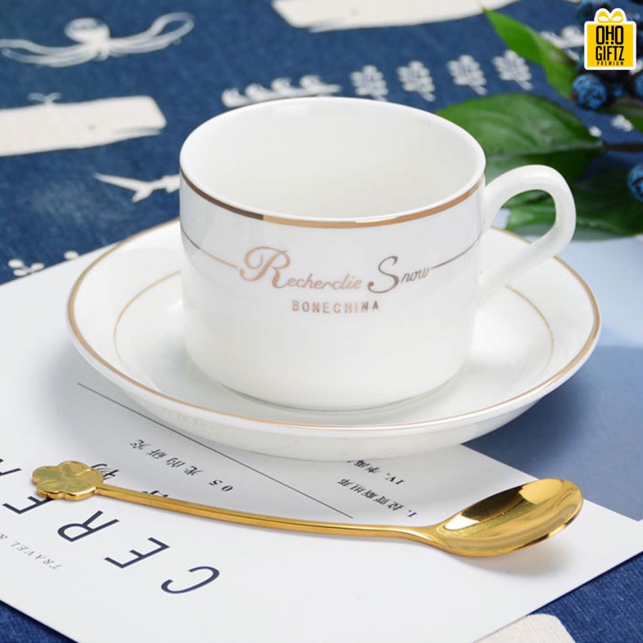 ชุดแก้วกาแฟเซรามิก สกรีนโลโก้ ทำเป็นของพรีเมี่ยม ของชำร่วยได้