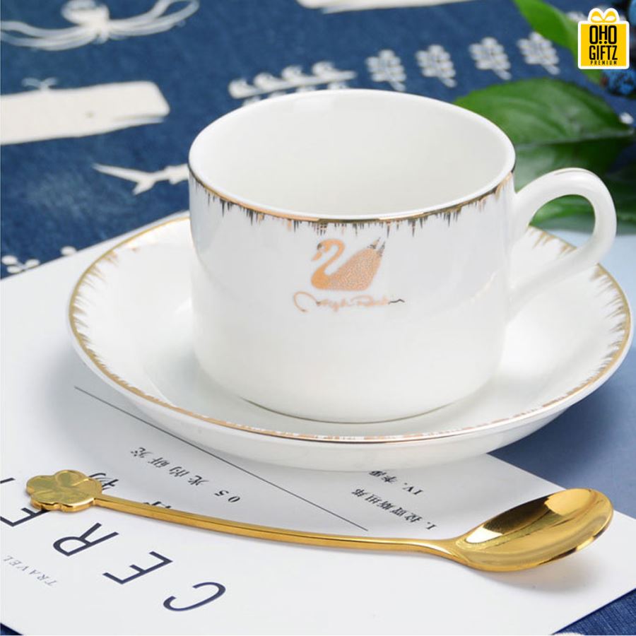 ชุดแก้วกาแฟเซรามิก สกรีนโลโก้ ทำเป็นของพรีเมี่ยม ของชำร่วยได้