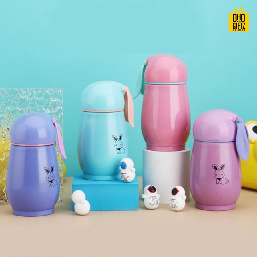 กระติกสแตนเลสทรงกระต่าย สกรีนโลโก้ ทำเป็นของพรีเมี่ยมได้