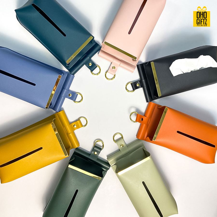 กล่องกระดาษทิชชู่แบบแขวน สกรีนโลโก้ ทำเป็นของพรีเมี่ยม ของชำร่วยได้