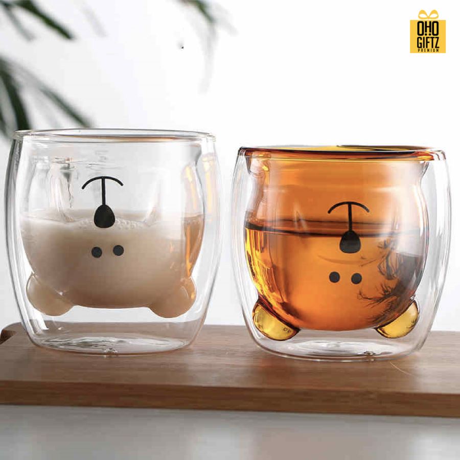 แก้วสองชั้นหัวสัตว์น้อย สกรีนชื่อ สกรีนโลโก้ ทำเป็นของพรีเมี่ยมได้