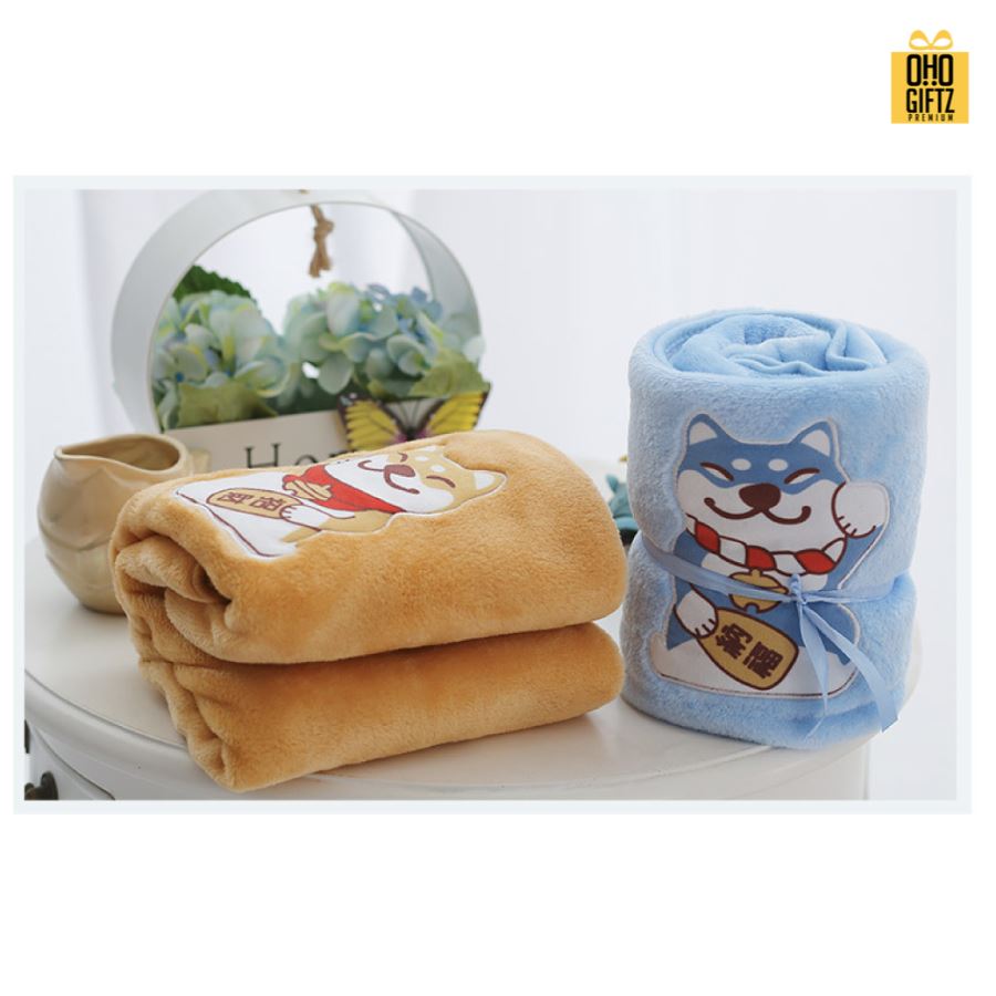 ผ้าห่มนุ่มนิ่ม Lucky Dog สกรีนโลโก้ ทำเป็นของพรีเมี่ยมได้
