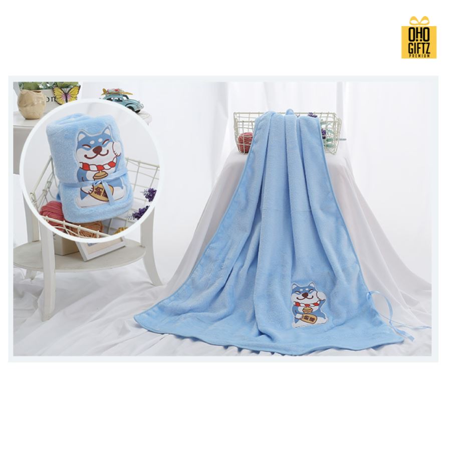 ผ้าห่มนุ่มนิ่ม Lucky Dog สกรีนโลโก้ ทำเป็นของพรีเมี่ยมได้