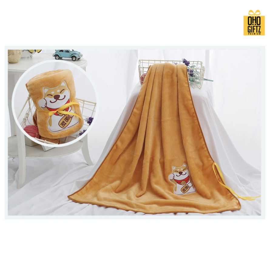 ผ้าห่มนุ่มนิ่ม Lucky Dog สกรีนโลโก้ ทำเป็นของพรีเมี่ยมได้