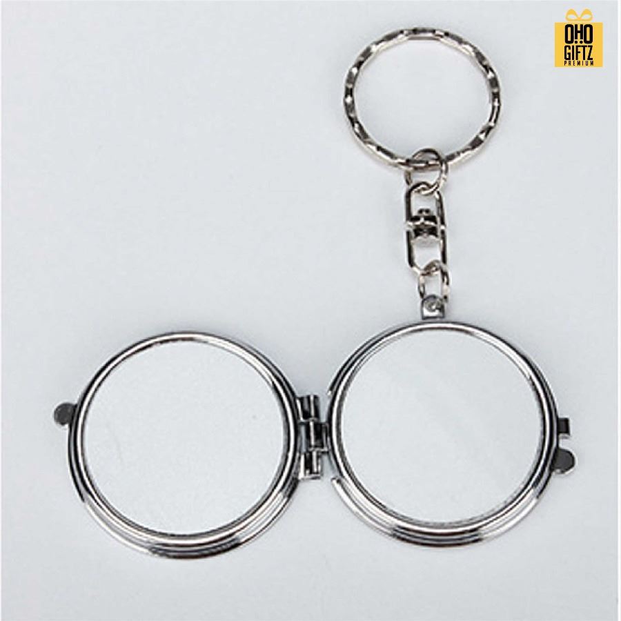 พวงกุญแจตลับกระจก สกรีนไม่จำกัดสี สกรีนโลโก้ ทำเป็นของพรีเมี่ยม ของชำร่วยได้