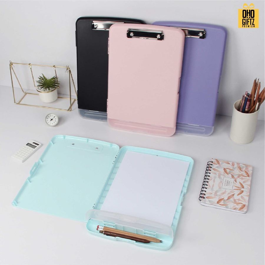 กล่องแฟ้มคลิปเอกสาร วางปากกาได้ สกรีนชื่อ สกรีนโลโก้ ทำเป็นของพรีเมี่ยมได้