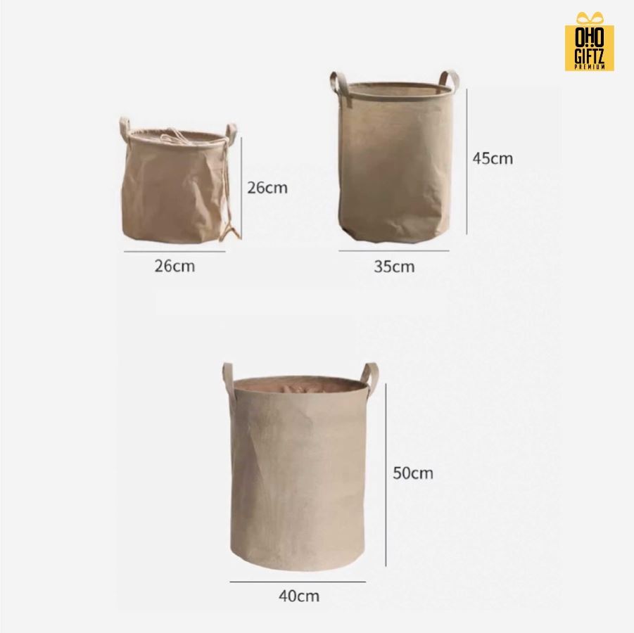 ตะกร้าผ้าสไตล์ญี่ปุ่นมีเชือกผูก สกรีนโลโก้ ทำเป็นของพรีเมี่ยมได้