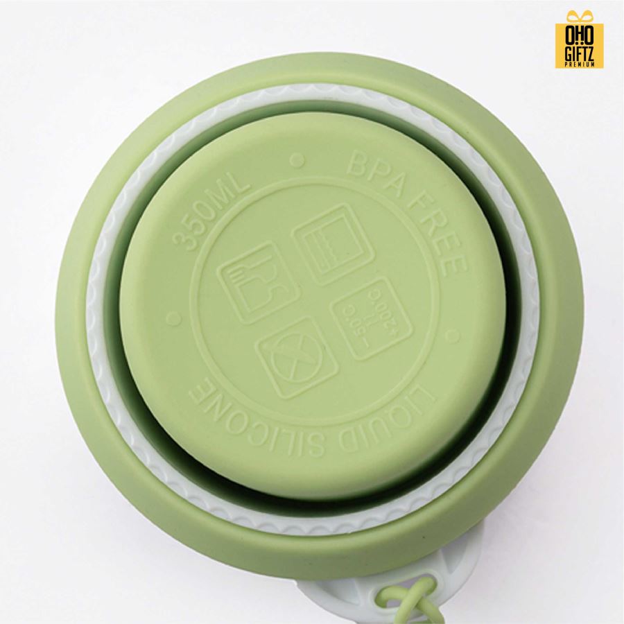 แก้วน้ำซิลิโคนพับได้มีสายหิ้ว สกรีนโลโก้ ทำเป็นของพรีเมี่ยมได้