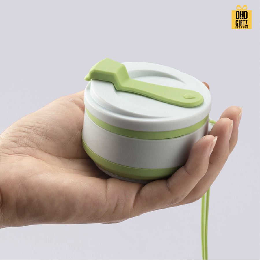 แก้วน้ำซิลิโคนพับได้มีสายหิ้ว สกรีนโลโก้ ทำเป็นของพรีเมี่ยมได้