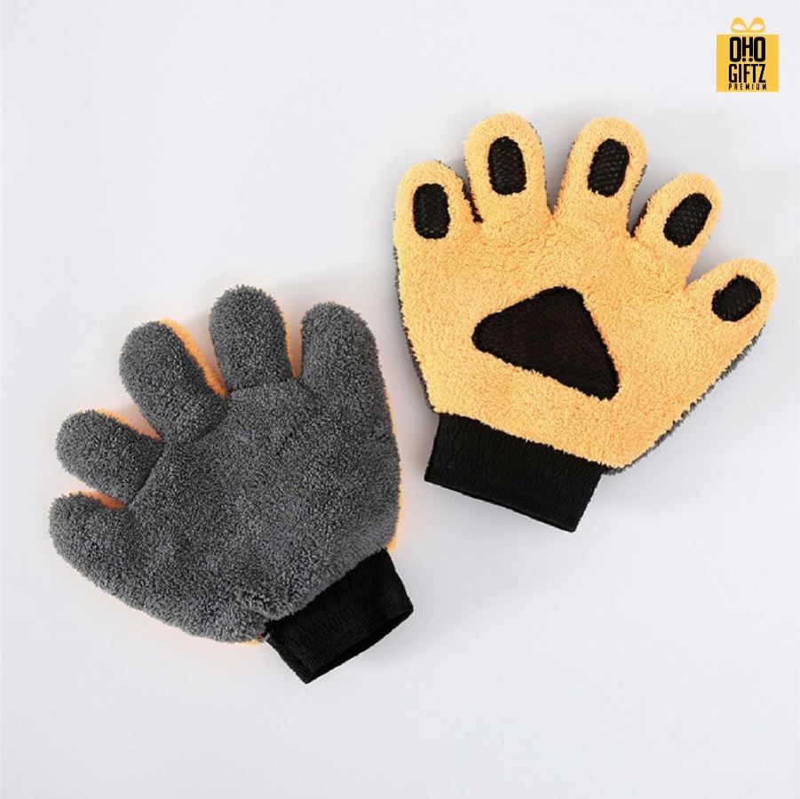 ถุงมือล้างรถขนแกะเทียม สกรีนโลโก้ ทำเป็นของพรีเมี่ยม ของชำร่วยได้