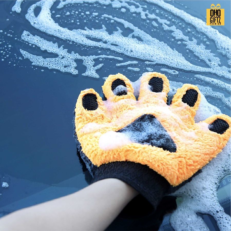 ถุงมือล้างรถขนแกะเทียม สกรีนโลโก้ ทำเป็นของพรีเมี่ยม ของชำร่วยได้