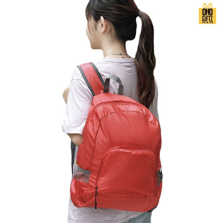 กระเป๋าเป้สะพายหลังพับได้ สกรีนโลโก้ ทำเป็นของพรีเมี่ยม