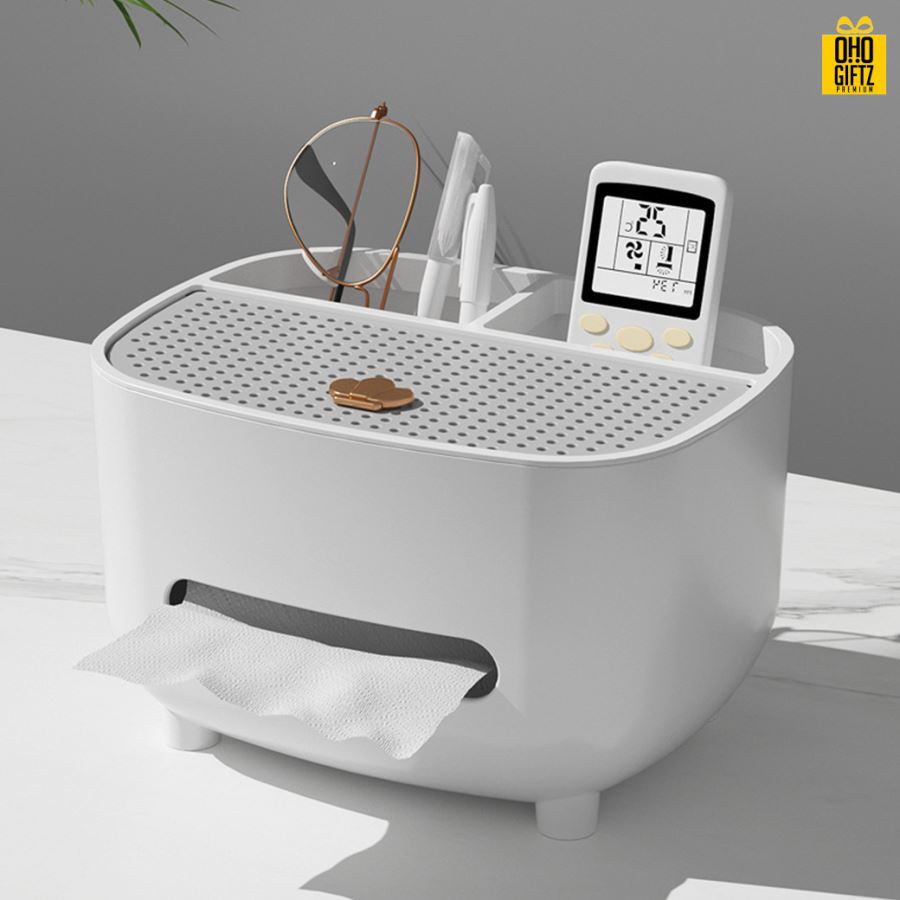 กล่องทิชชู่อเนกประสงค์ สกรีนโลโก้ ทำเป็นของพรีเมี่ยม ของชำร่วยได้