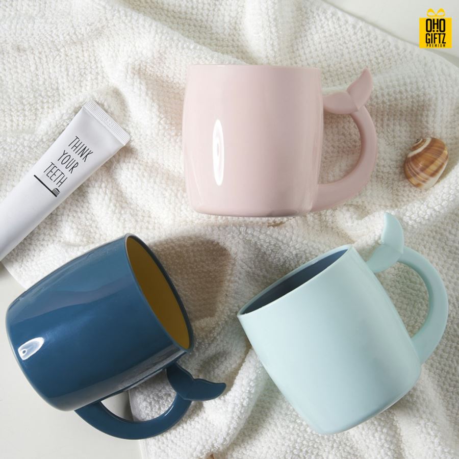 ถ้วยใส่แปรงหูจับหางปลา สกรีนชื่อ สกรีนโลโก้  ทำเป็นของพรีเมี่ยมได้