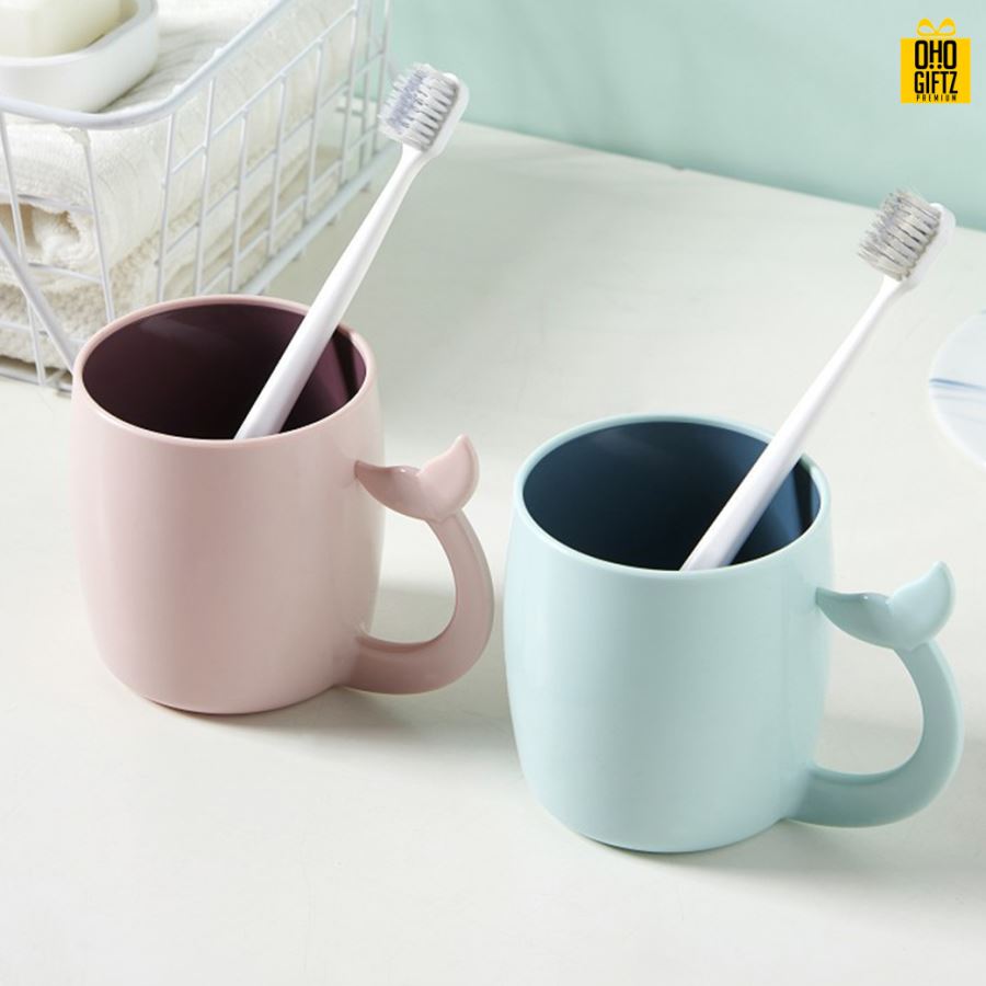 ถ้วยใส่แปรงหูจับหางปลา สกรีนชื่อ สกรีนโลโก้  ทำเป็นของพรีเมี่ยมได้