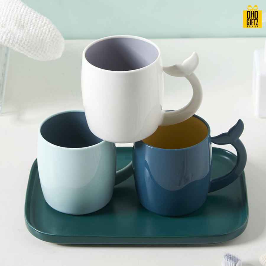 ถ้วยใส่แปรงหูจับหางปลา สกรีนชื่อ สกรีนโลโก้  ทำเป็นของพรีเมี่ยมได้