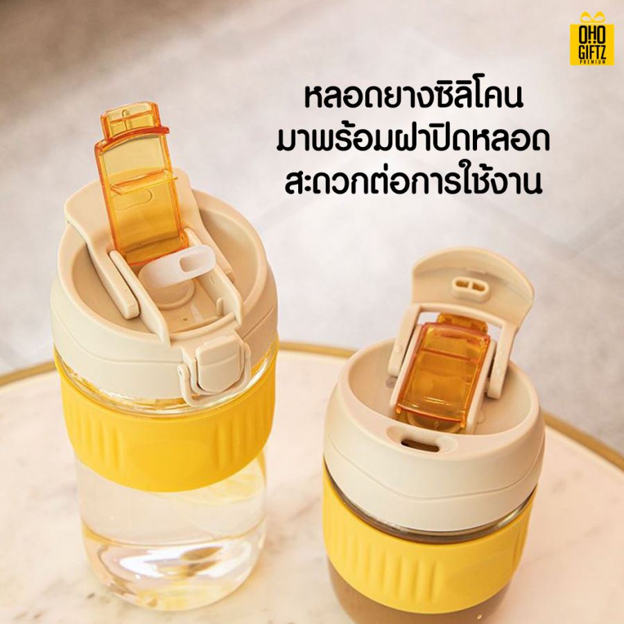 กระบอกแก้วพร้อมหลอด สกรีนชื่อ โลโก้ฟรี  ทำเป็นของพรีเมี่ยมได้