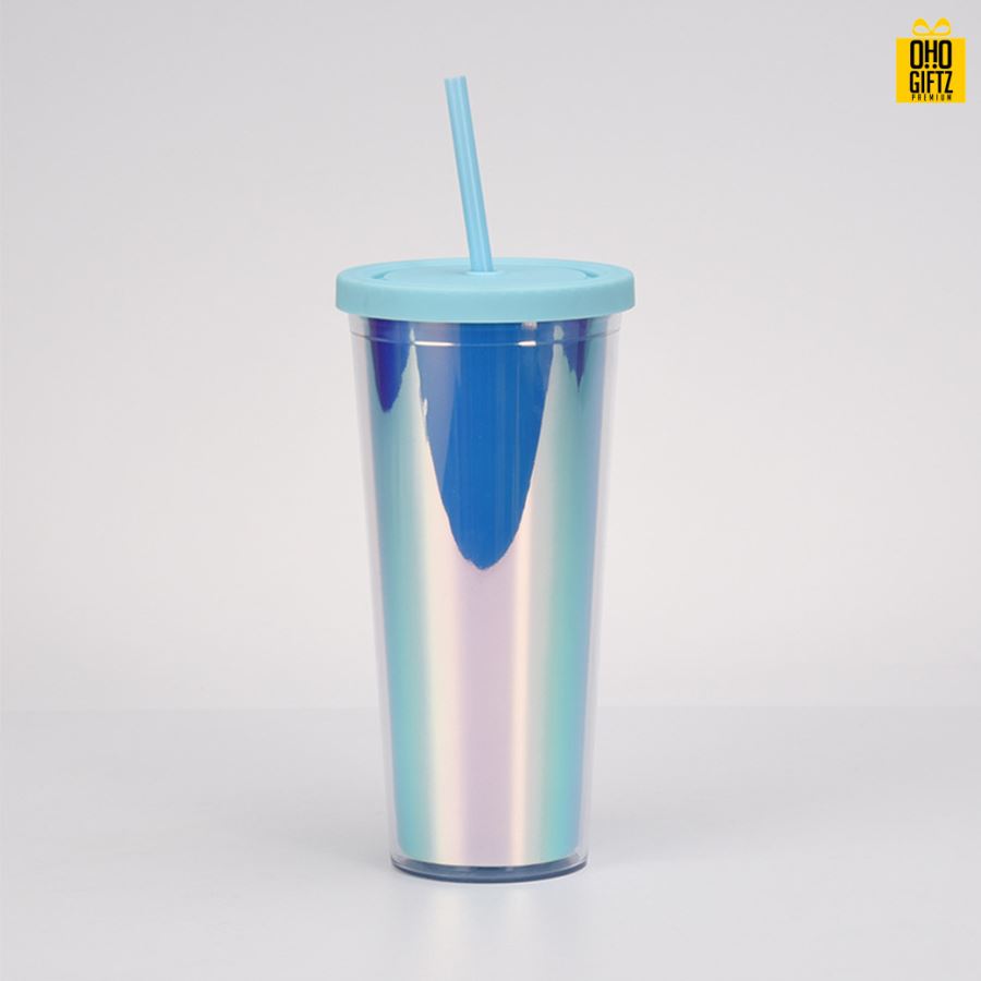 กระบอกน้ำพลาสติกพร้อมหลอด สกรีนโลโก้ ทำเป็นของพรีเมี่ยมได้