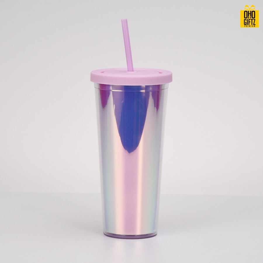 กระบอกน้ำพลาสติกพร้อมหลอด สกรีนโลโก้ ทำเป็นของพรีเมี่ยมได้