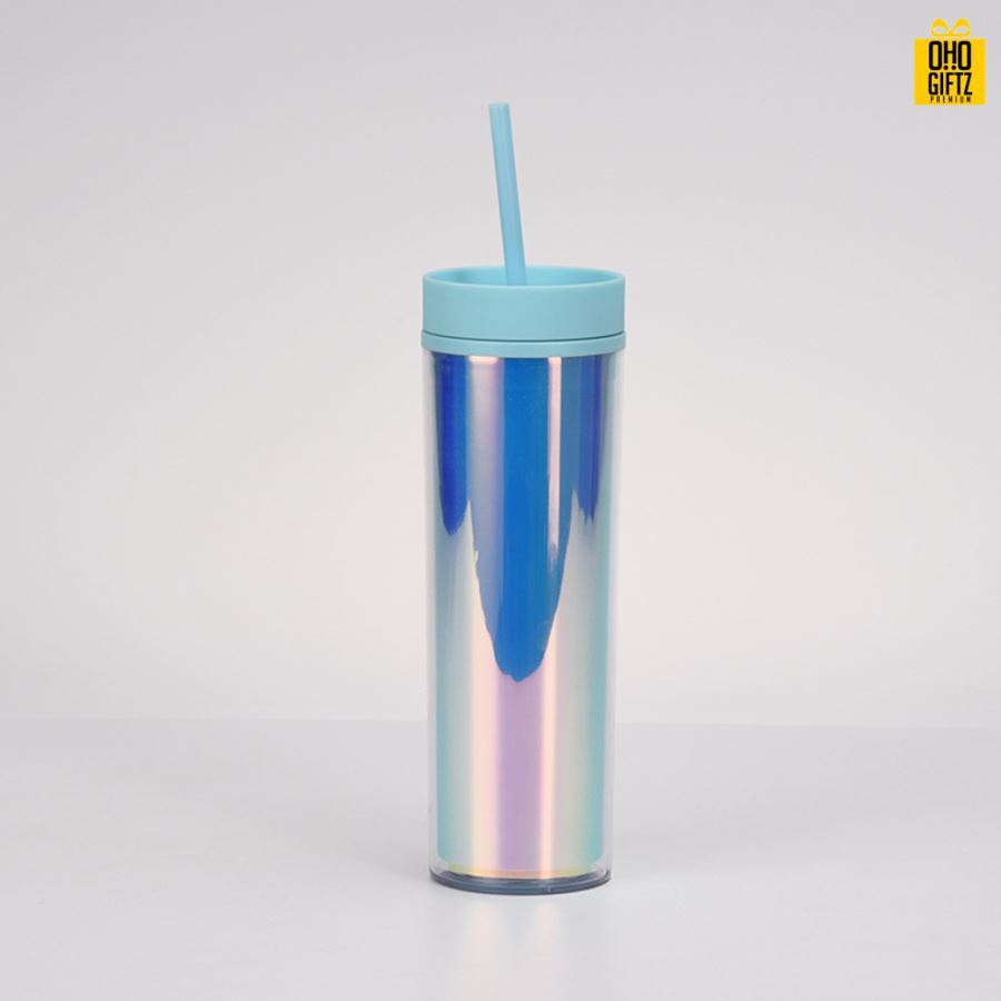 กระบอกน้ำพลาสติกพร้อมหลอด สกรีนโลโก้ ทำเป็นของพรีเมี่ยมได้