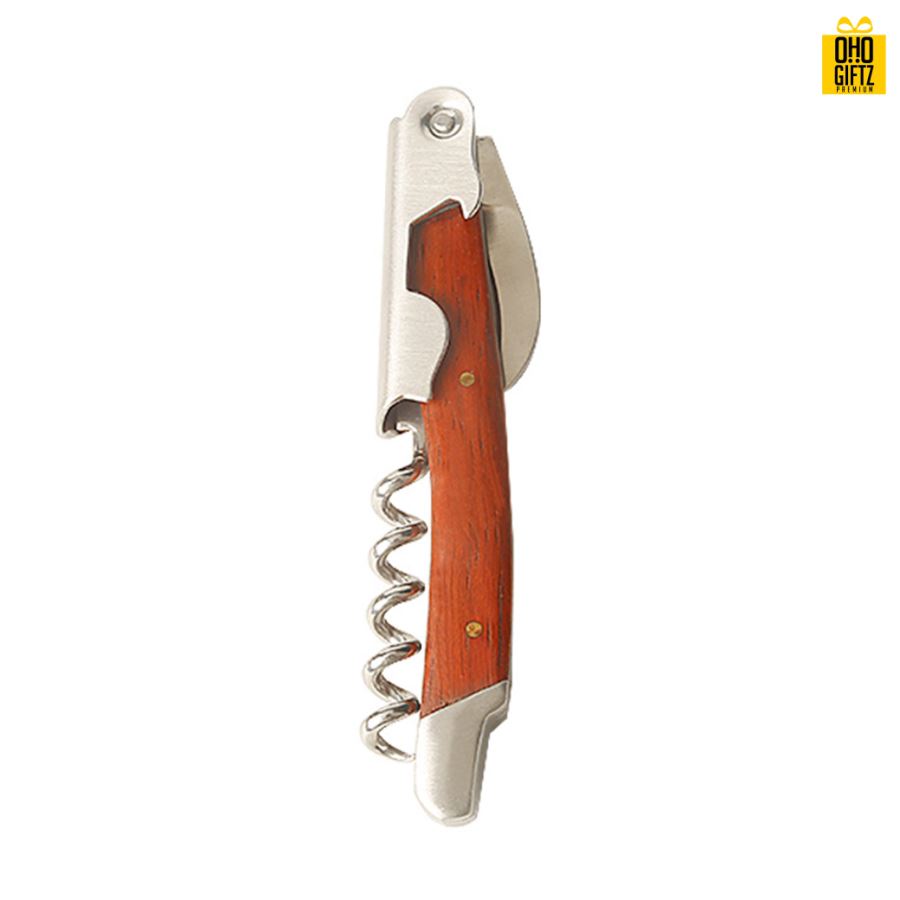 ที่เปิดขวดไวน์ด้ามจับไม้ สกรีนโลโก้ ทำเป็นของพรีเมี่ยม ของชำร่วยได้