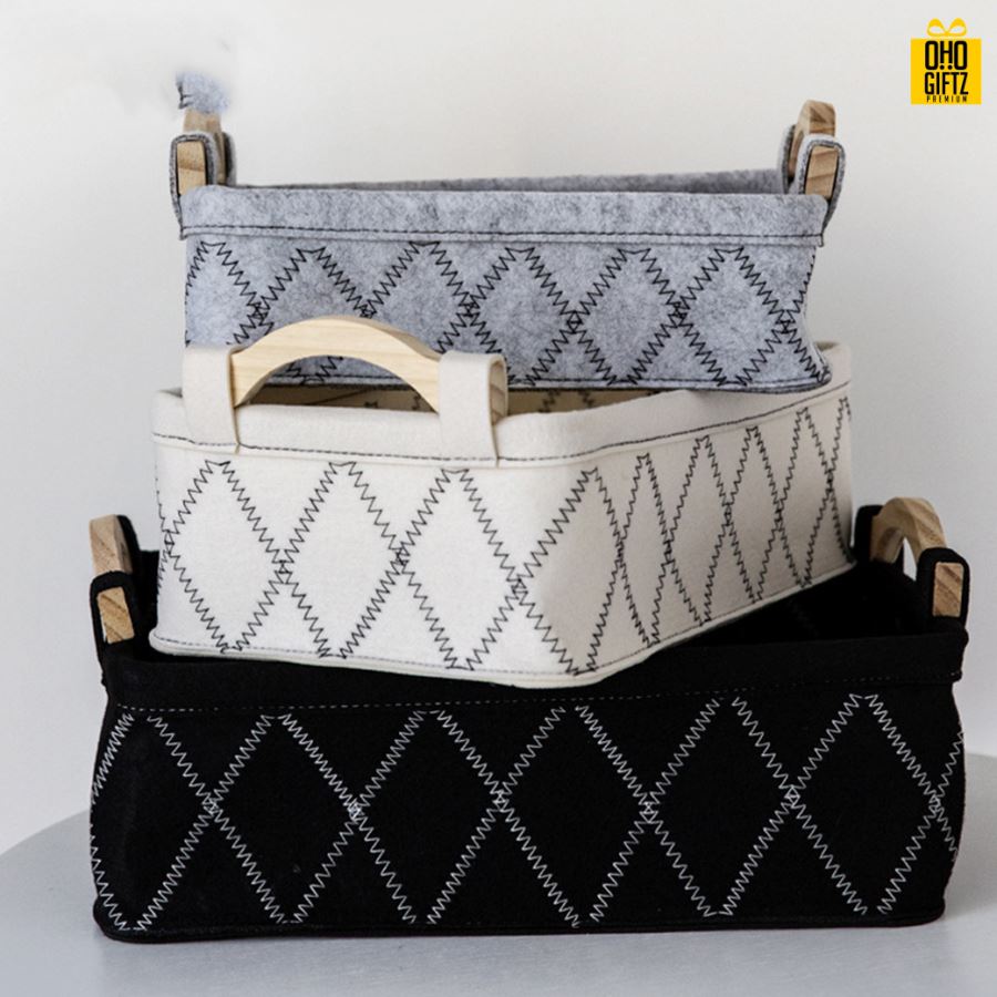 ตะกร้าใส่ของผ้าFelt สกรีนโลโก้ ทำเป็นของพรีเมี่ยม 