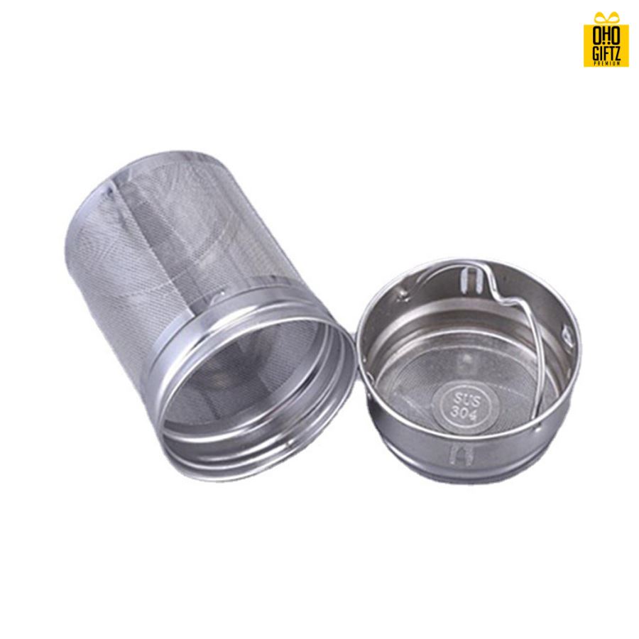 ขวดแก้วพร้อมที่กรองชา สกรีนชื่อ เลเซอร์โลโก้ฟรี  ทำเป็นของพรีเมี่ยมได้