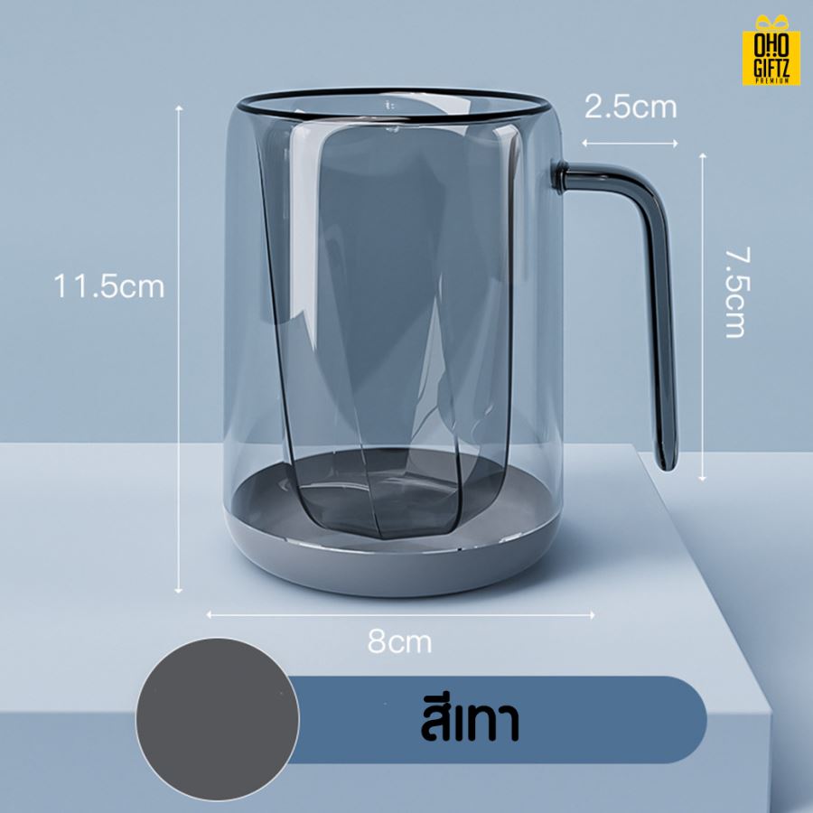 แก้วพลาสติก2ชั้นใส่แปรงสีฟัน สกรีนชื่อ สกรีนโลโก้  ทำเป็นของพรีเมี่ยมได้