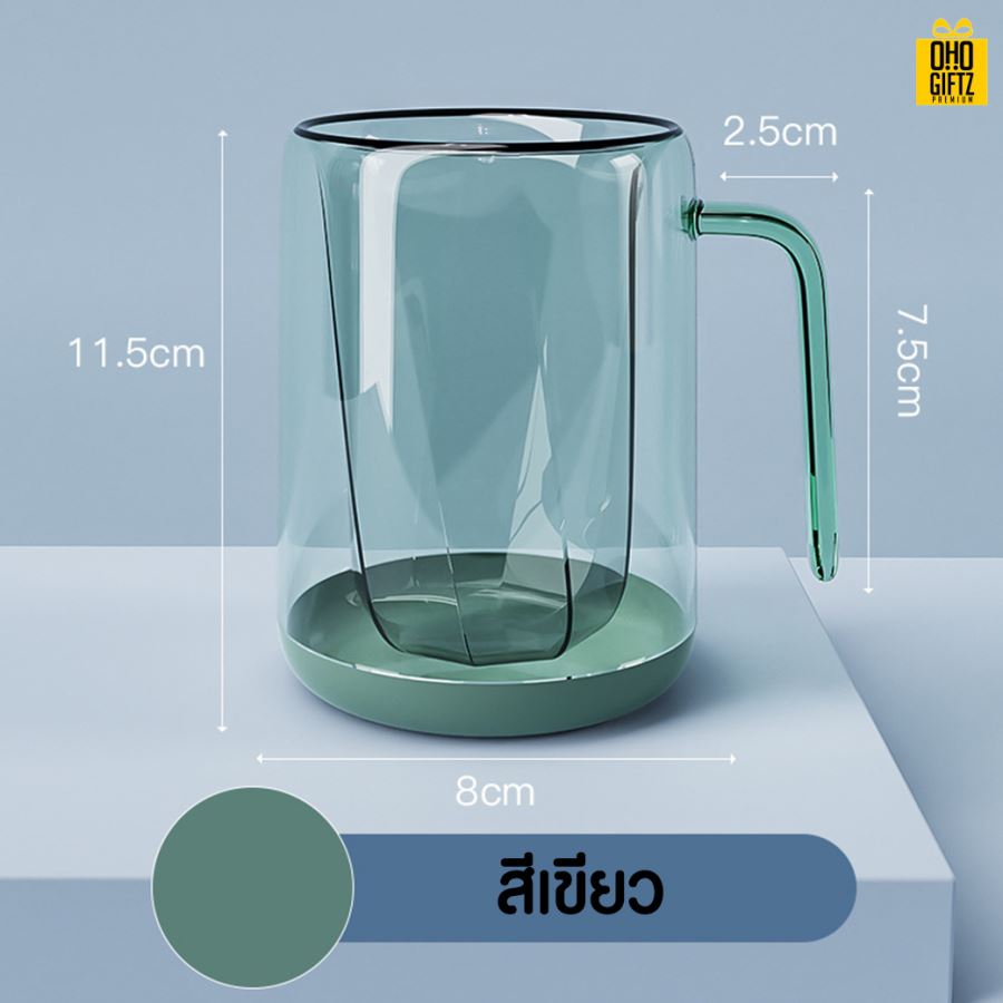 แก้วพลาสติก2ชั้นใส่แปรงสีฟัน สกรีนชื่อ สกรีนโลโก้  ทำเป็นของพรีเมี่ยมได้