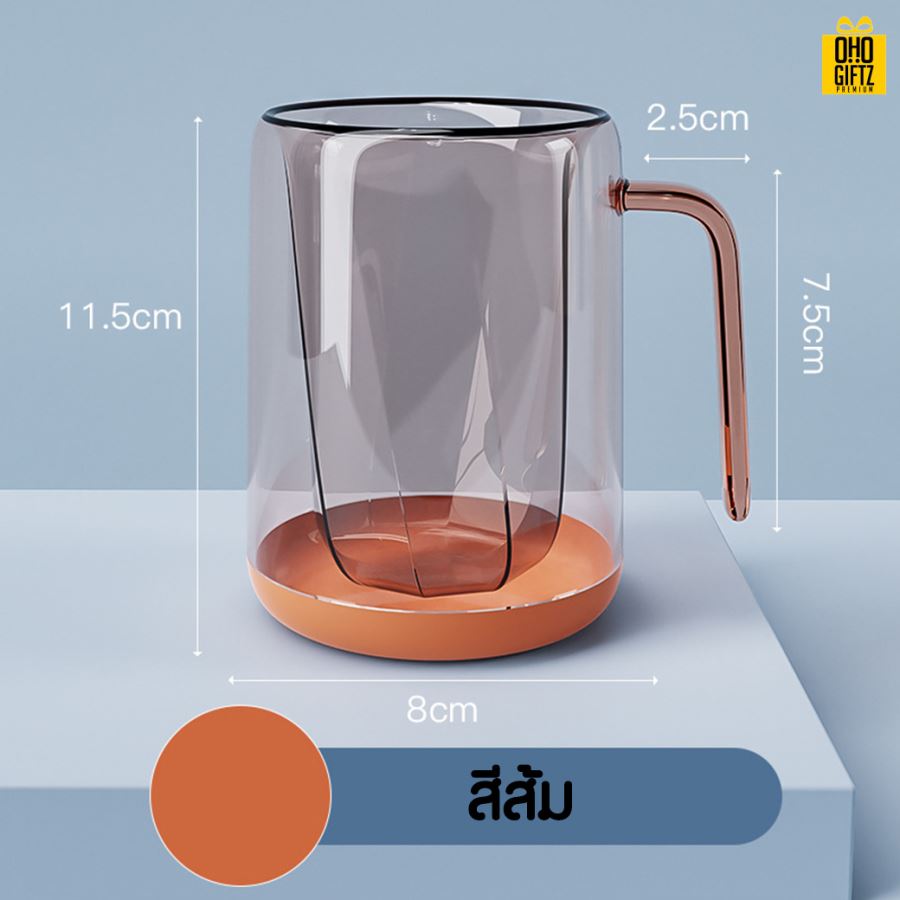 แก้วพลาสติก2ชั้นใส่แปรงสีฟัน สกรีนชื่อ สกรีนโลโก้  ทำเป็นของพรีเมี่ยมได้