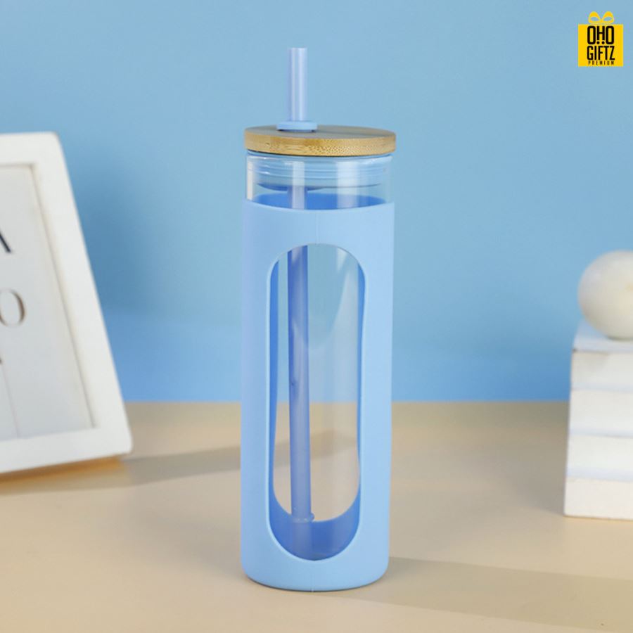 แก้วปลอกซิลิโคนพร้อมหลอด สกรีนชื่อ สกรีนโลโก้ ทำเป็นของพรีเมี่ยมได้