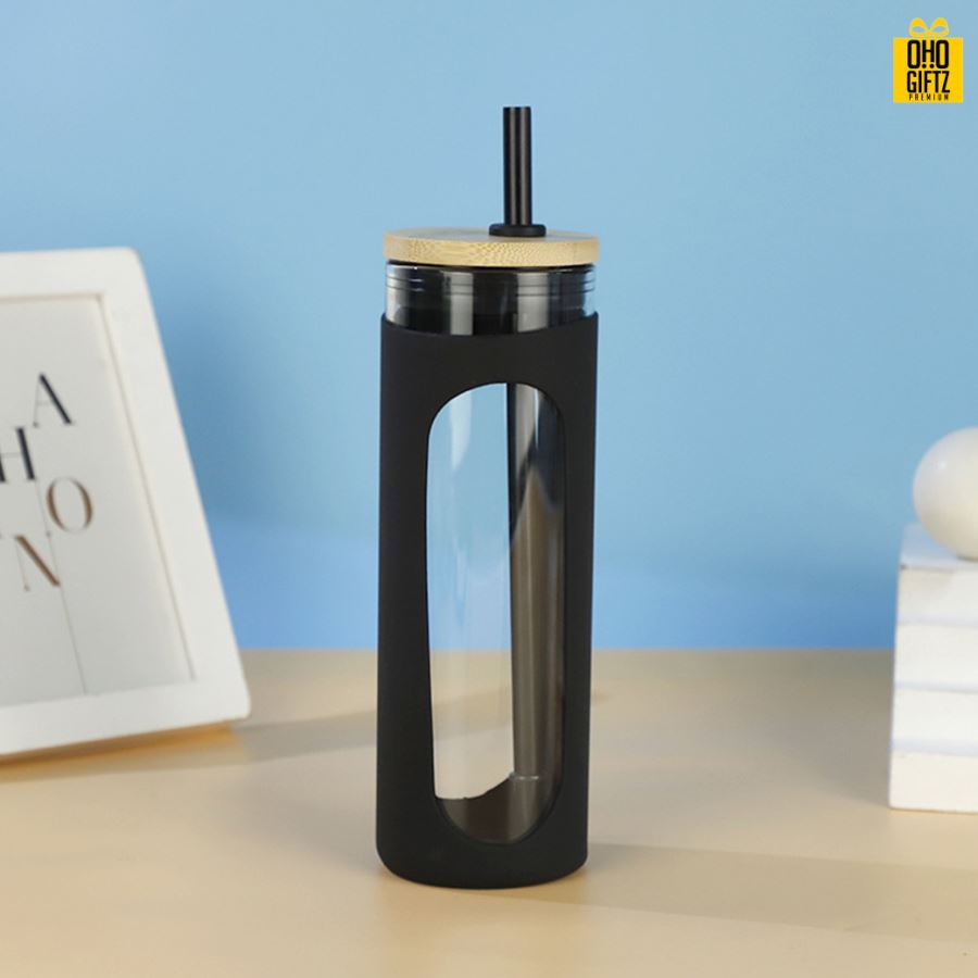 แก้วปลอกซิลิโคนพร้อมหลอด สกรีนชื่อ สกรีนโลโก้ ทำเป็นของพรีเมี่ยมได้