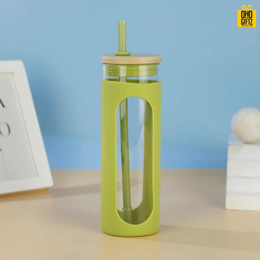 แก้วปลอกซิลิโคนพร้อมหลอด สกรีนชื่อ สกรีนโลโก้ ทำเป็นของพรีเมี่ยมได้