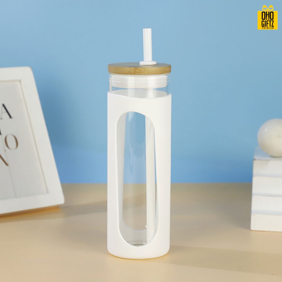 แก้วปลอกซิลิโคนพร้อมหลอด สกรีนชื่อ สกรีนโลโก้ ทำเป็นของพรีเมี่ยมได้