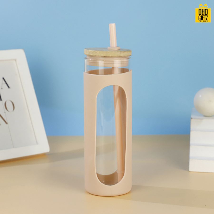 แก้วปลอกซิลิโคนพร้อมหลอด สกรีนชื่อ สกรีนโลโก้ ทำเป็นของพรีเมี่ยมได้