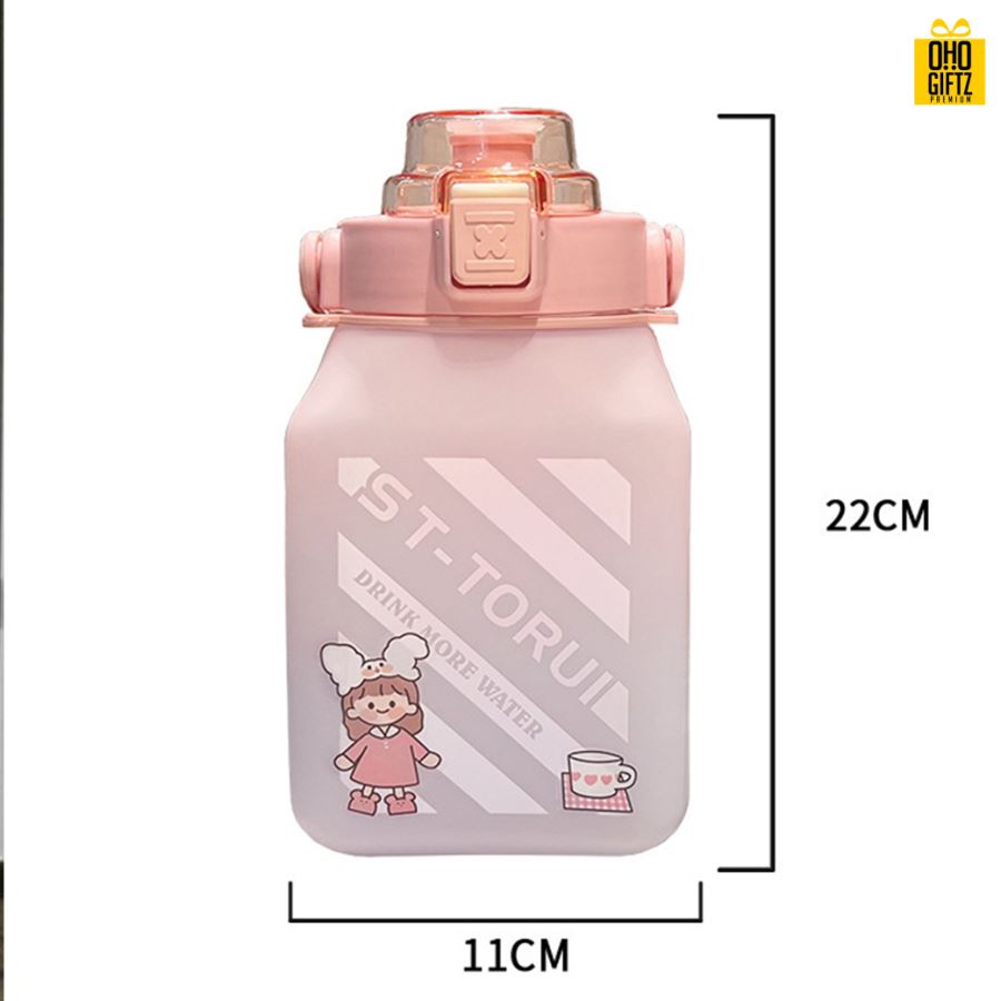 กระติกน้ำพลาสติกพร้อมหลอด พร้อมหลอด สกรีนชื่อ, โลโก้ได้