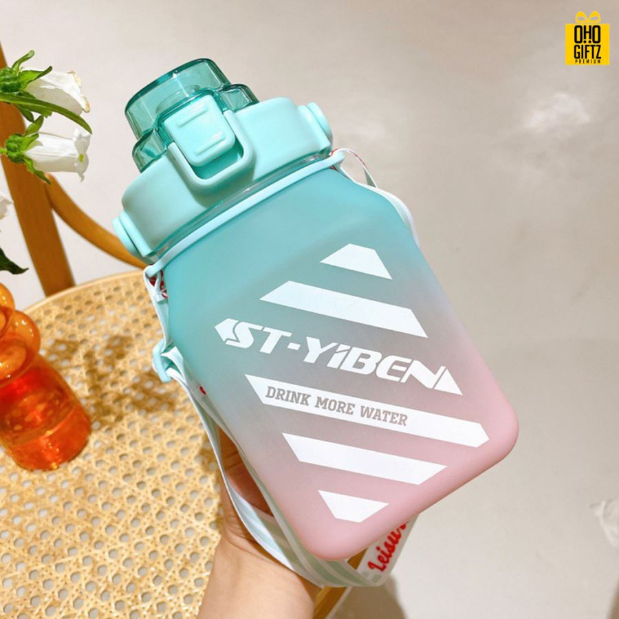 กระติกน้ำพลาสติกพร้อมหลอด พร้อมหลอด สกรีนชื่อ, โลโก้ได้